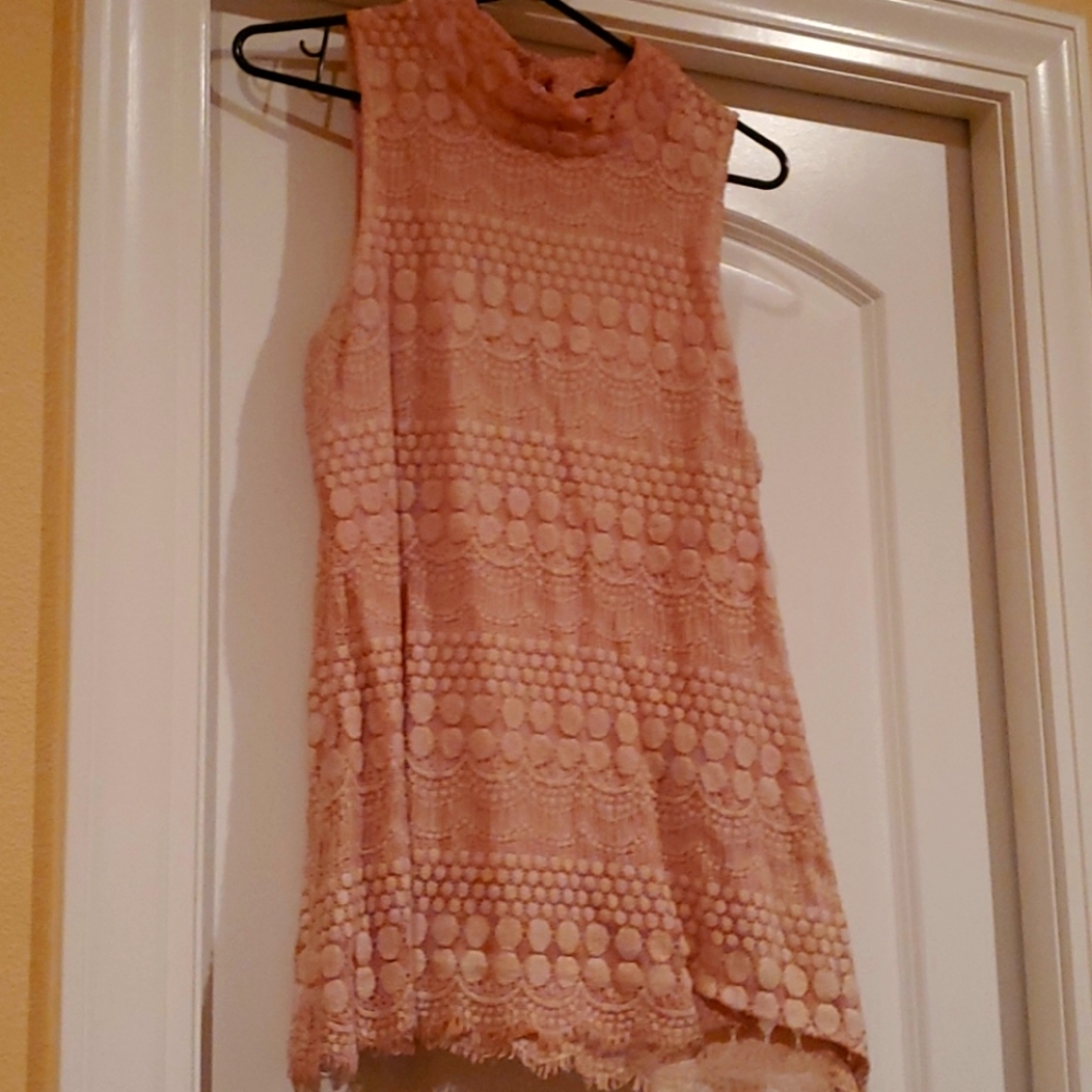 Blush pink high neck tank